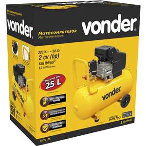 Motocompressor de ar, 8,0 pcm, 25 litros, 220 V~, MCV 25 VONDER