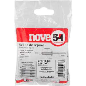 Rebite de repuxo 4,0 mm x 6,0 mm, pacote com 100 peças NOVE54