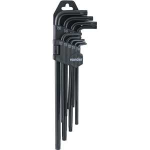 Jogo de chaves hexalobular longas, T10 a T50, com 9 peças, VONDER