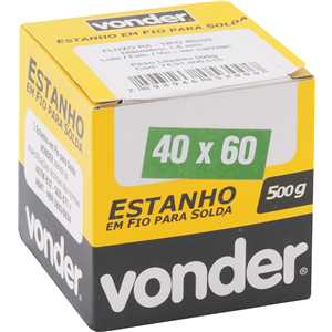 Estanho em fio, com fluxo, 1,5 mm, 40 x 60,com 500 g,VONDER