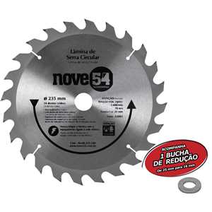 Lâmina de serra circular com dentes de metal duro/vídea, 235 mm x 25 mm, 24 dentes, NOVE54