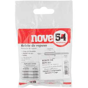 Rebite de repuxo 4,0 mm x 16,0 mm, branco, pacote com 50 peças NOVE54