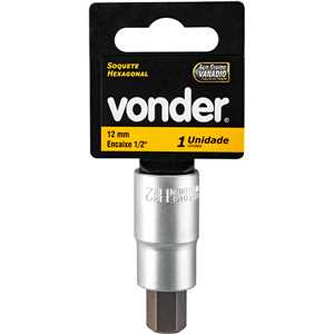 Soquete hexagonal 12 mm, encaixe de 1/2", VONDER