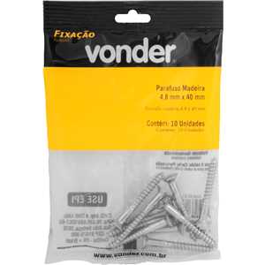 Parafuso madeira 4,8 mm x 40 mm, cabeça chata, zincado, VONDER