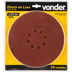 Disco de lixa com costado em pluma 225 mm, grão 220, para as lixadeiras LPV 400B, LPV 600, LPV 925, LPV 950B e LPV 1000, VONDER