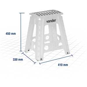 Banqueta plástica dobrável, transparente, altura 450 mm, VONDER