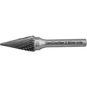Lima rotativa cônica ponteaguda, 12,0 mm x 25,0 mm, com haste 6,0 mm, VONDER