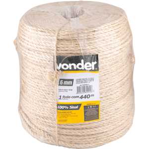 Corda de sisal 6 mm x 440 m, 3 pernas, VONDER