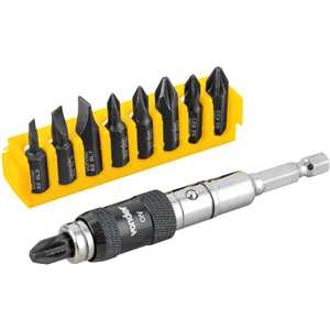 Jogo de bits/ponteiras com extensão magnética, com 10 peças, encaixe sextavado 1/4", VONDER
