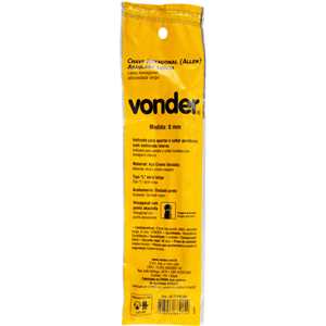 Chave hexagonal (allen) abaulada longa, 8 mm, VONDER