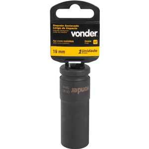 Soquete sextavado longo de impacto, 19 mm, encaixe de 1/2", VONDER