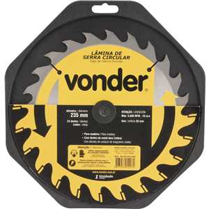 Lâmina de serra circular com dentes de metal duro/vídea, 235 mm x 25 mm, 24 dentes, VONDER