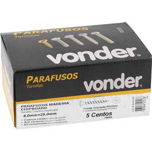 Parafuso madeira chipboard, cabeça chata, fenda cruzada/phillips, 4,0 mm x 25,0 mm, VONDER