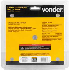 Lâmina circular multicorte, 185 mm x 48 dentes, VONDER