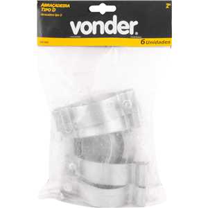 Abraçadeira tipo "D", 2" com parafuso, 6 peças, VONDER