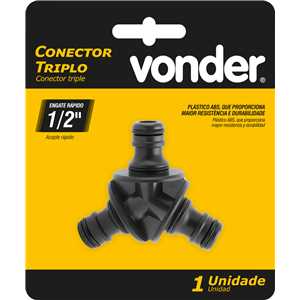 Conector triplo para engate rápido de 1/2", VONDER