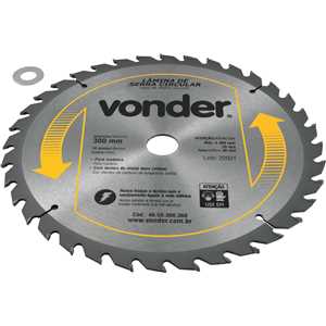 Lâmina de serra circular com dentes de metal duro/vídea, 300 mm x 30 mm, 36 dentes, VONDER