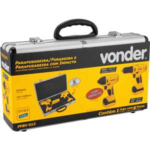Conjunto parafusadeira / furadeira e parafusadeira de impacto, 12 V, PFBV 012 VONDER