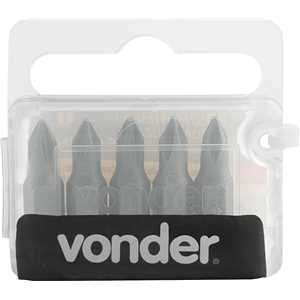 Jogo de bits/ponteira phillips, com encaixe 1/4", nº 1 x 25 mm, cartela com 5 peças, VONDER