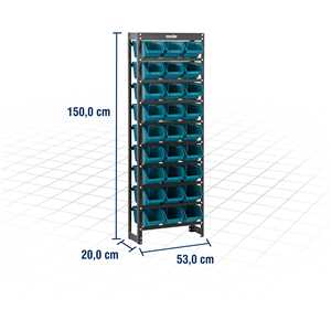 Estante metálica, com gaveteiros modelo prático azul, 27/5 VONDER