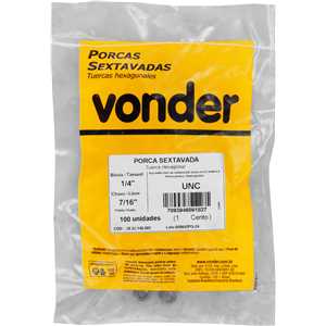 Porca sextavada 8.8, 1/4", UNC, VONDER
