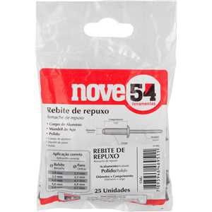 Rebite de repuxo 6,2 mm x 16,0 mm, pacote com 25 peças NOVE54