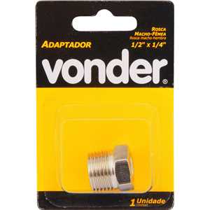 Adaptador 1/2" macho x 1/4" fêmea, cartela com 1 peça, VONDER
