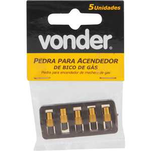 Pedra para acendedor de maçarico (centelhador tipo concha), embalagem com 5 pedras, VONDER