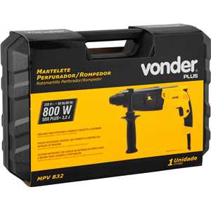 Martelete perfurador/rompedor SDS PLUS, 800 W, 220 V~, MPV 832, com maleta VONDER PLUS