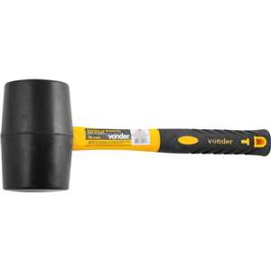 Martelo de borracha 70 mm, cabo em fibra, preto, VONDER
