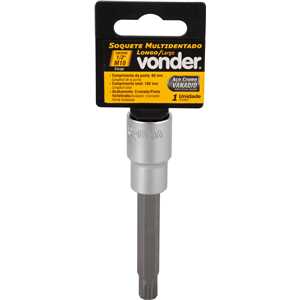 Soquete multidentado, longo, com encaixe de 1/2", M10, VONDER