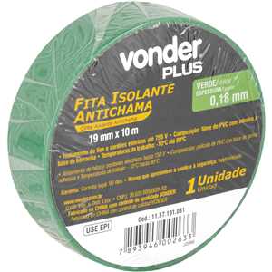 Fita isolante, 19 mm x 10 m, verde, VONDER PLUS
