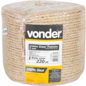 Corda de sisal 6 mm x 220 m, 3 pernas, VONDER
