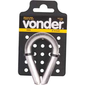 Anilha/sapatilho para cabo de aço, 9,53 mm - 3/8", inox, VONDER