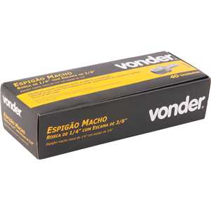 Espigão rosca macho de 1/4" NPT com escama de 3/8", caixa com 40 peças, VONDER