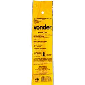 Chave hexagonal (allen) abaulada longa, 5 mm, VONDER