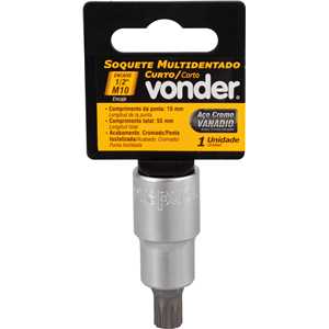 Soquete multidentado, curto, com encaixe de 1/2", M10, VONDER
