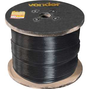 Cabo de aço plastificado preto, alma de fibra, 3,18 mm - 1/8", 6 x 19M, VONDER