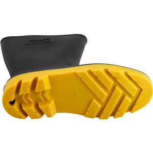 Bota de PVC preta com amarelo, cano médio, sem forro, 45/46, NOVE54