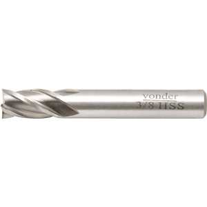 Fresa de topo, em aço rápido, 3/8", com 4 cortes, ANSI B94.11, VONDER