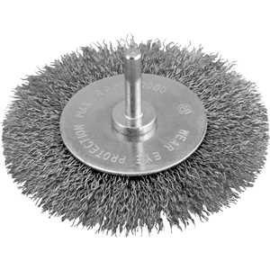 Escova circular 4", cerdas em aço inox, 20.000/min, com haste 1/4", VONDER