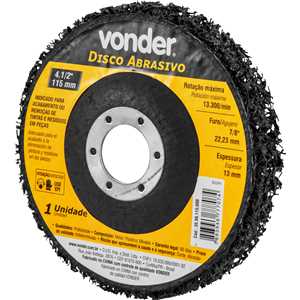 Disco abrasivo 4.1/2", furo de 7/8" (22,23 mm), VONDER