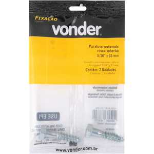 Parafuso sextavado rosca soberba 5/16" x 35 mm, cartela com 2 peças, VONDER