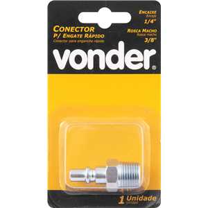 Conector/racord de 1/4", com rosca macho 3/8" NPT, VONDER