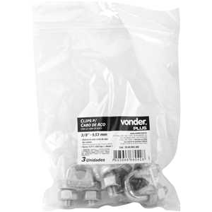 Clips para cabo de aço 3/8" - 9,53 mm, pesado, encartelado, VONDER PLUS