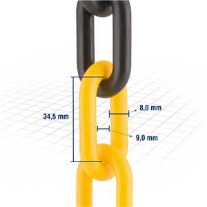 Corrente plástica 8 mm amarela e preta VONDER