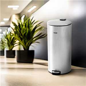 Lixeira redonda, 30 litros, inox, cinza, VONDER