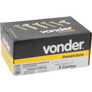 Parafuso madeira chipboard, cabeça chata, fenda cruzada/pozidrive, 5,0 mm x 55,0 mm, VONDER