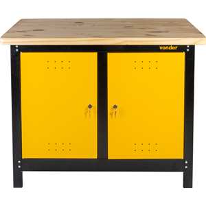 Bancada fechada com tampo de madeira e 2 portas, 1.100 mm x 920 mm x 600 mm VONDER