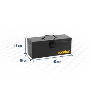 Caixa metálica para ferramentas, tipo baú, com bandeja, 40,0 cm x 16,0 cm x 17,0 cm, VONDER